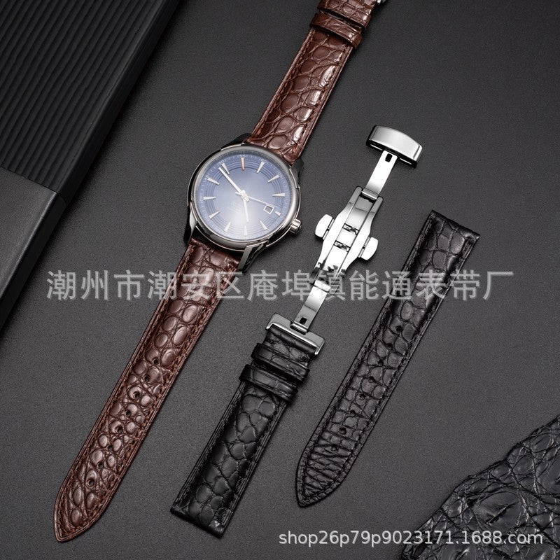 Factory American Round Grain Alligator Leather Strap Pin Buckle Butterfly Buckle Leather Watch With Soft Men And Women - Image 3